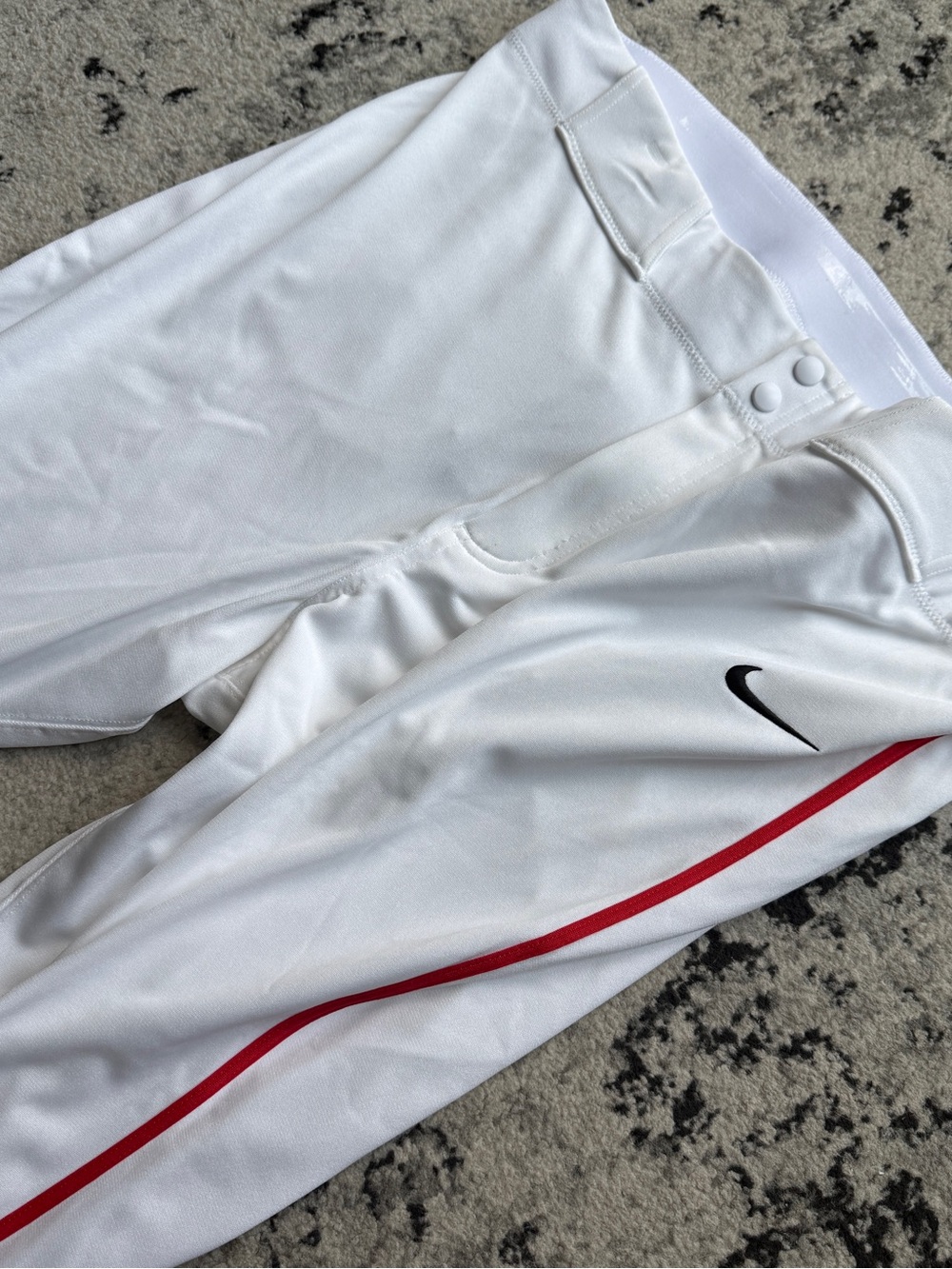 Nike White Baseball Pants with Red Stripe